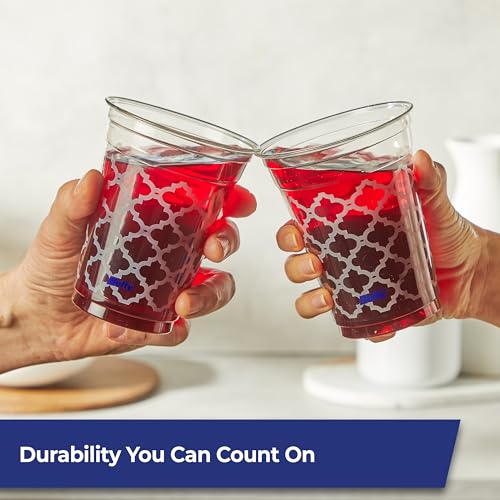 Hefty Party Perfect 18oz Clear Plastic Cups - Lattice Print, 20ct