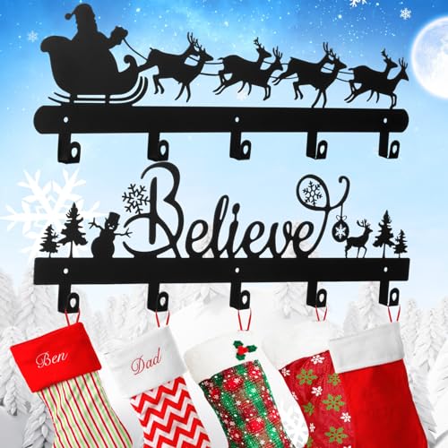 Christmas Stocking Wall Rack with 5 Hangers - Holiday Decor Organizer