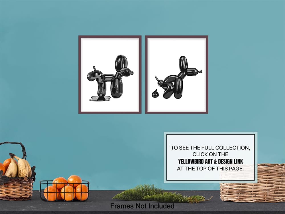 Skiennix Balloon Dog Bathroom Decor Set - Cute Y2K Black Bath Print & Wall Art | Aesthetic Kids' Decor