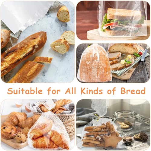 72 Pack Bread Bags for Homemade Bread - 8x4x18 Inch Clear Plastic Loaf Bags