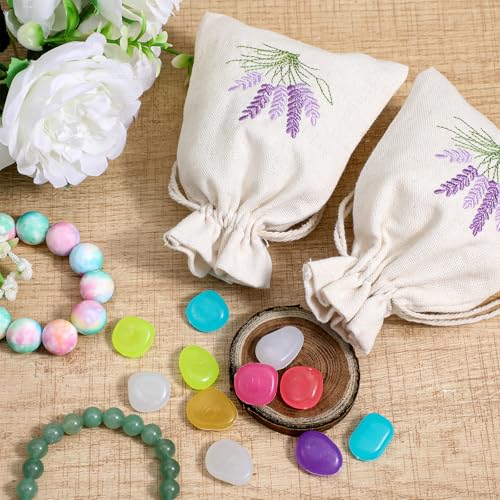 10 Pack White Canvas Sachet Bags with Drawstring for Storage