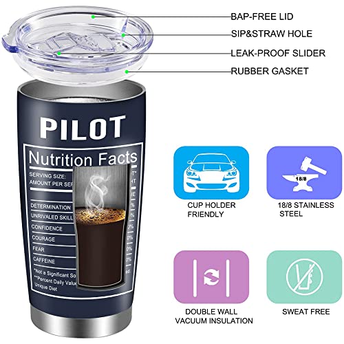 20 Oz Insulated Stainless Steel Tumbler for Pilots - Coffee Mug Gift