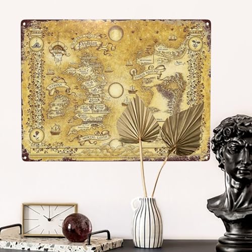 Vintage A Court of Thorns And Roses Map Metal Sign - 5.5x8in