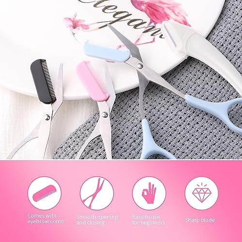 JIAKAI 3-Piece Eyebrow Trimmer Scissors with Comb and Razor