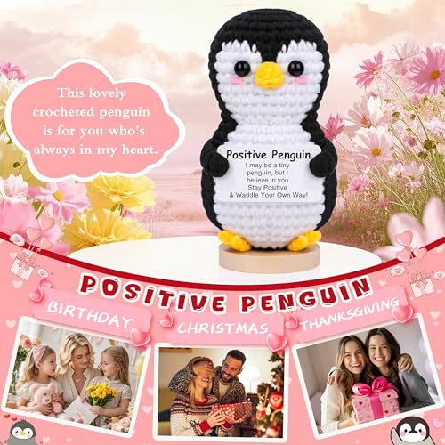 JoycuFF Mini Positive Penguin Crochet Doll – Cute Emotional Gift