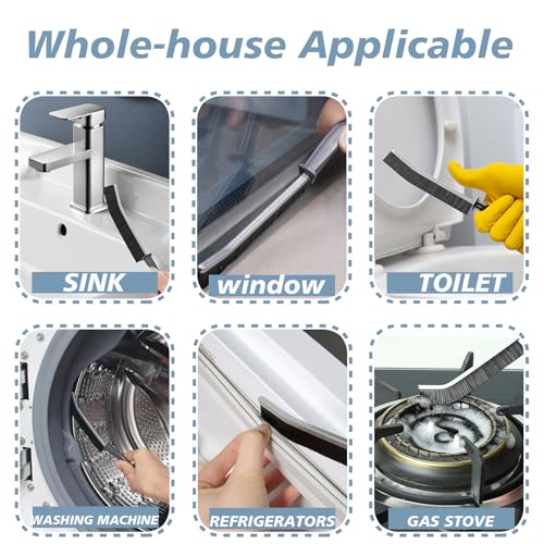 CUNGLIN Crevice Cleaning Brush - Long Handle Narrow Gap Scrubber for Bathroom, Kitchen & Car