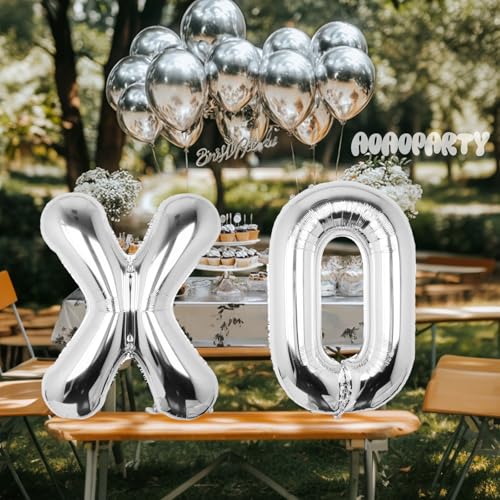 AOAOParty 40 Inch Silver Letter Balloon S Big Foil Mylar Party Decor