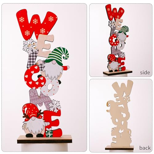 Wooden Christmas Gnome Centerpiece Signs - 2 Pack Table Decor