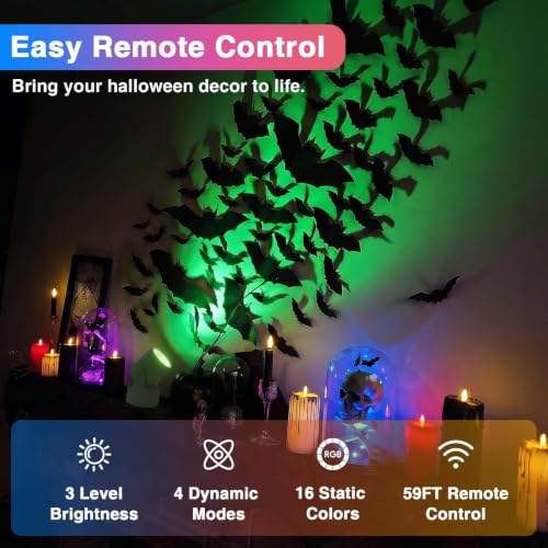 URTOM 4 Pack Indoor RGBW Uplighting Spotlights with Remote, Dimmable LED Christmas Lights