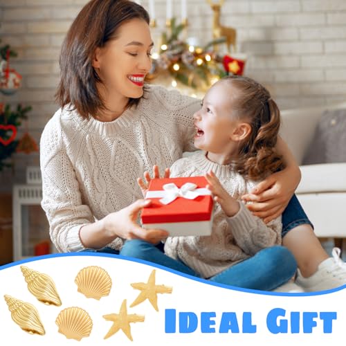 EYEOO 6PCS Gold Starfish & Seashell Hair Clips Beach Hair Accessories