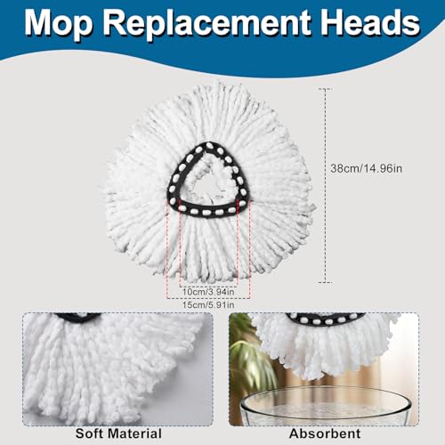 Jikefa 4 Pack Mop Head Replacement Compatible with Vileda Microfiber Spin 1-Tank System