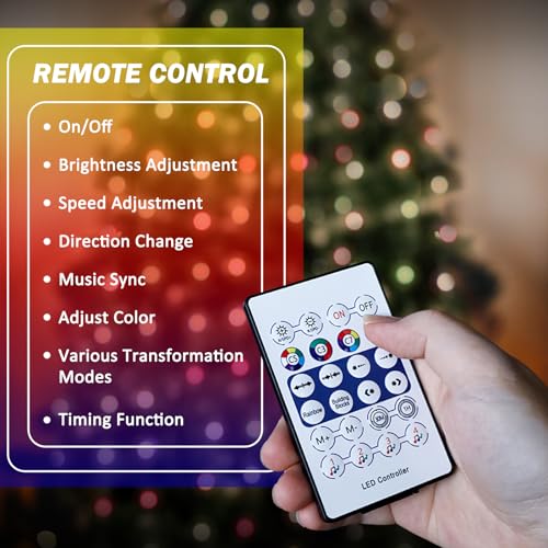 ASTRAEA 200 LED Christmas Tree String Lights Indoor Outdoor 6.6Ft Multi-Color with 24 Modes & Remote Control