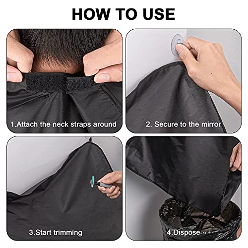 PRIVILLA 2 Pack Beard Bib for Shaving with Suction Cups - Black & White