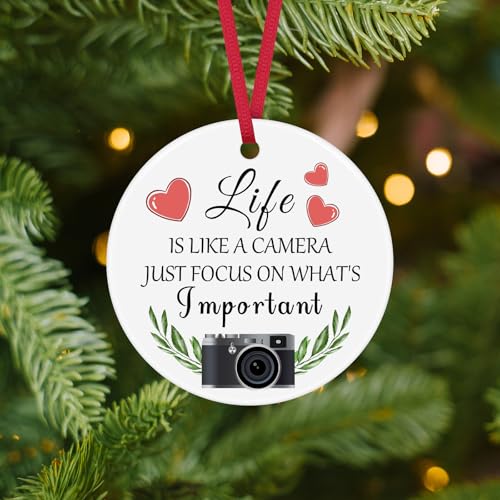 Ceramic Christmas Ornament for Photographers - Gift for Camera Lovers