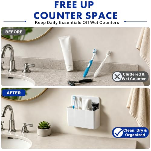 AgePlace White Magnetic Toothbrush Holder, 2 Pack for Cruise Cabins