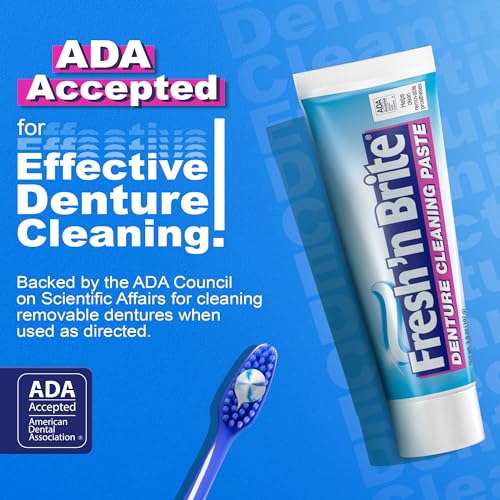 Fresh 'n Brite Denture Cleaner Paste - ADA Accepted Minty Dual Action Formula