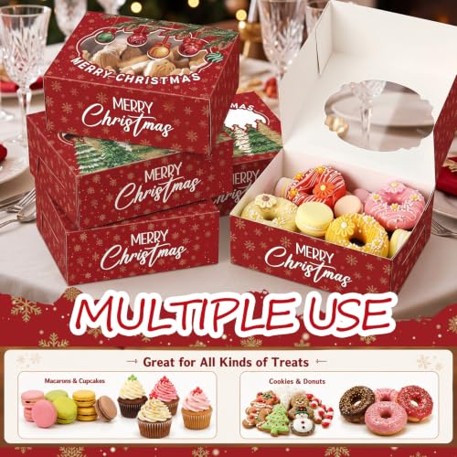 Christmas Cookie Boxes with Window 24 Pack - Tree Design Holiday Gift Packaging
