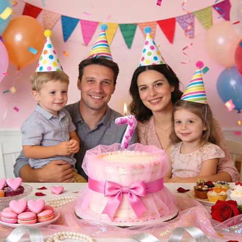Pink Heart Number Birthday Candles Cute Cake Topper for Party Decor