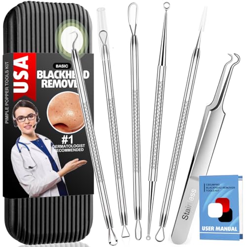 Cbiumpro 6-Piece Blackhead Remover Tool Kit & Pimple Popper Set