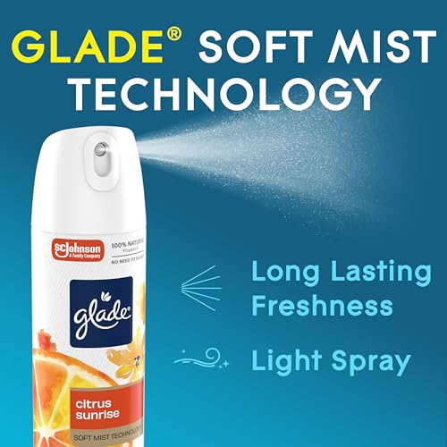 Glade Citrus Sunrise Soft Mist Air Freshener Spray, Odor Eliminator, 7.3 Oz, 6 Count