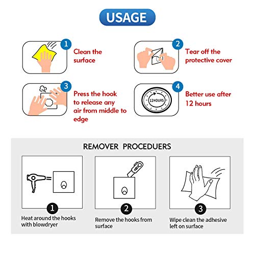 Mamakoi Heavy Duty Reusable Adhesive Wall Hooks - 10 Pack, Transparent, No Damage