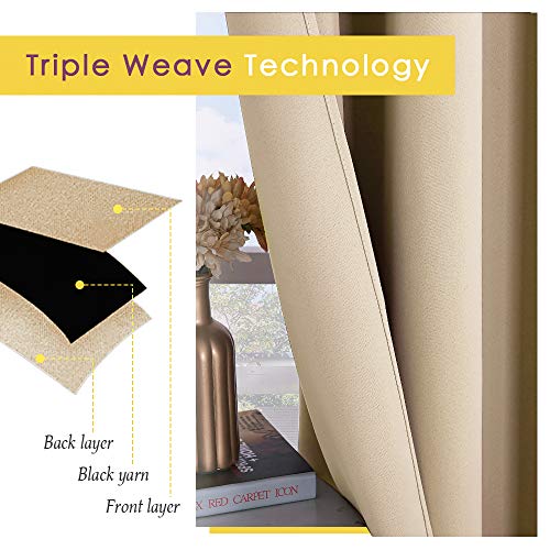 NICETOWN Blackout Curtains Set of 2, Biscotti Beige, 34x40