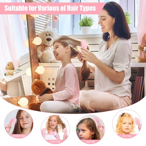 NICEMOVIC Mini Wet Hair Brush 2-Pack, Small Travel Hair Brush for Women Kids, Pink