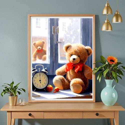 5D Diamond Art Kit - Bear Mosaic Painting, 12x16 Inch DIY