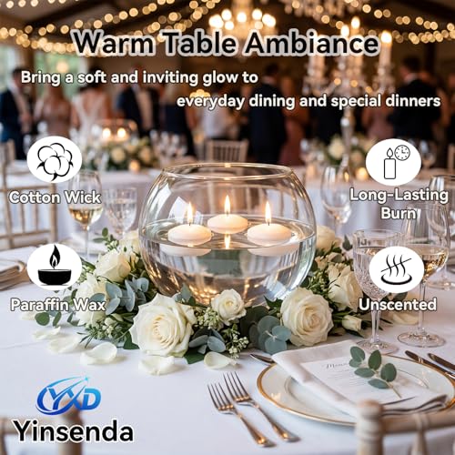 White 2-Inch Floating Candles - 12 Pack Unscented for Weddings & Decor