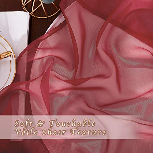NICETOWN Sheer Voile Curtains Panels for Living Room & Bedroom - 54x96 Inches, Haute Red, 1 Pair