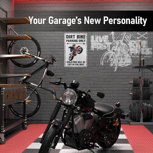 Dirt Bike Parking Only Metal Sign - 8x12 Inch Garage Wall Decor
