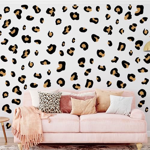 Leopard Print Wall Decals - CELAENO Brown Vinyl Stickers, 10 Sheets