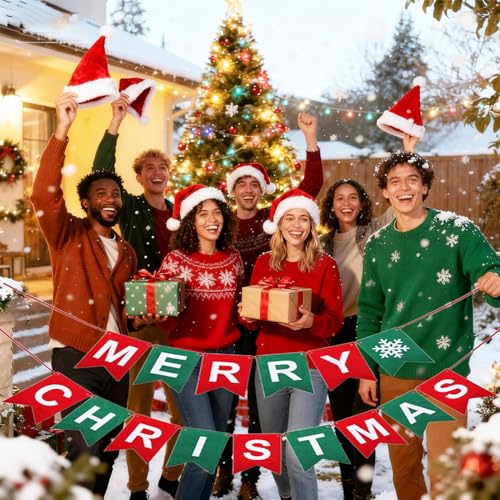 Baisunt Merry Christmas Banner DIY Kit - Burlap Garland for Holiday Decor