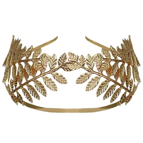 WLBON Golden Leaf Headband Roman Goddess Hair Crown Headpiece for Women