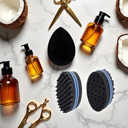 DPWOUM Double-Sided Barber Hair Sponge Brush for Curls, Twists and Waves