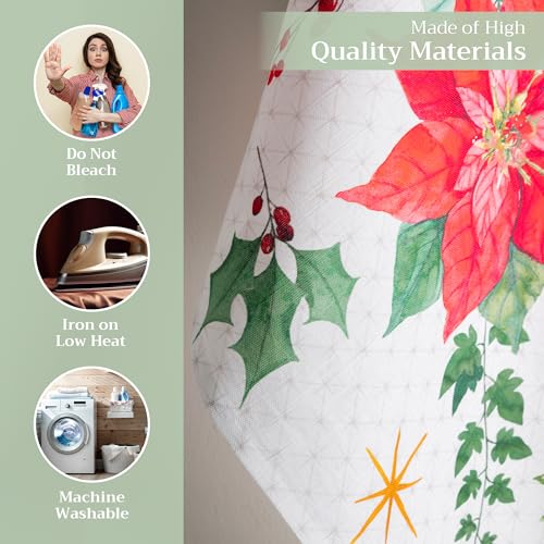 Poinsettia Christmas Kitchen Towels Set of 3 - Watercolor Holiday Decor