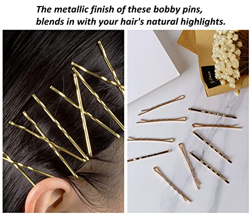 Magicalmai 200-Count Blonde Bobby Pins 2 Inch with Storage Case