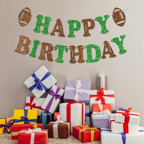 Football Happy Birthday Banner, Glitter Sport Theme Party Decoration