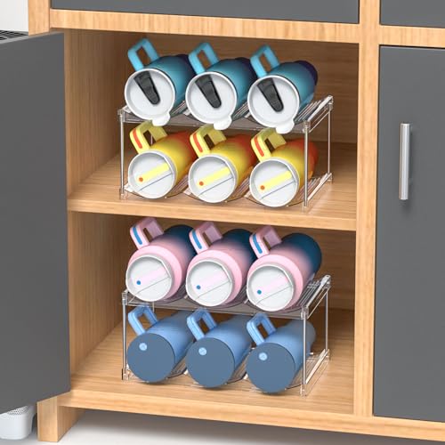 2 Tier Stackable Water Bottle Organizer for 6 Bottles - Clear