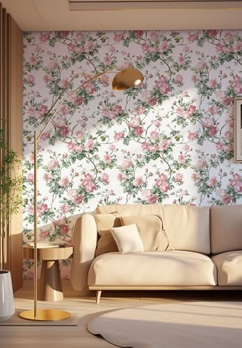 Pink Floral Contact Paper - Peel and Stick Wallpaper for DIY Decor