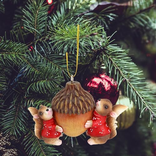 Needzo Squirrel in Sweater Christmas Ornament, Woodland Holiday Decor 2.25"