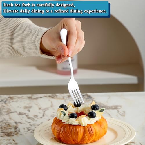 Berglander 12-Piece Stainless Steel Dessert Forks Set - 5.5 Inch Small Cake & Fruit Forks for Party, Restaurant, Hotel, Dishwasher Safe