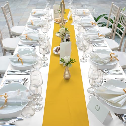White and Gold Disposable Tablecloth for Parties - 54x108 Inch