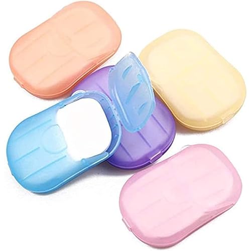 5 Boxes Eco Travel Soap Leaves, Portable Cleanser with 5 Scents,Paper Hand Cleaner Fragrance Color Soaps Papers, Soap Sheet,Paper Soaps for Travel,Hand Washing Sheets for Camping/Hiking (6.5x4cm)