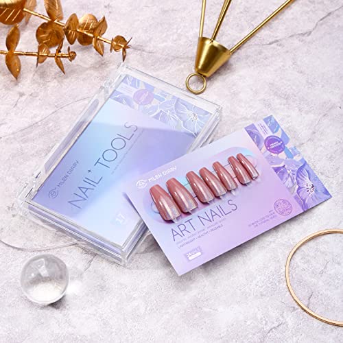 MLEN DIARY Medium Coffin Press on Nails - 24 PCS Acrylic Fake Nails