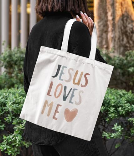 Jesus Love Me Bible Tote Bag - Inspirational Christian Church Gift