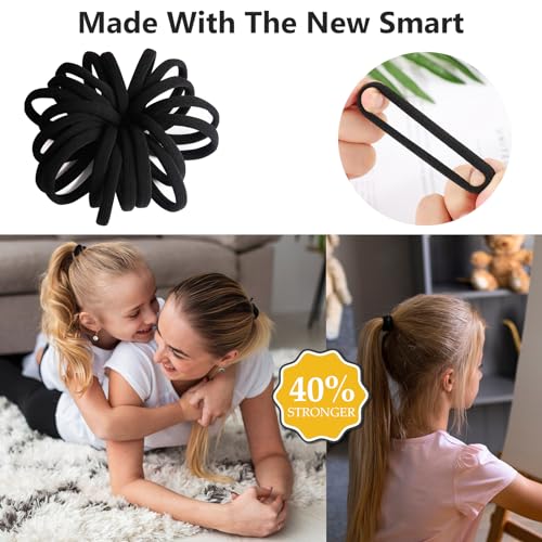 MISSJOJIAY Black Hair Ties 200 PCS Soft Elastic Ponytail Holders