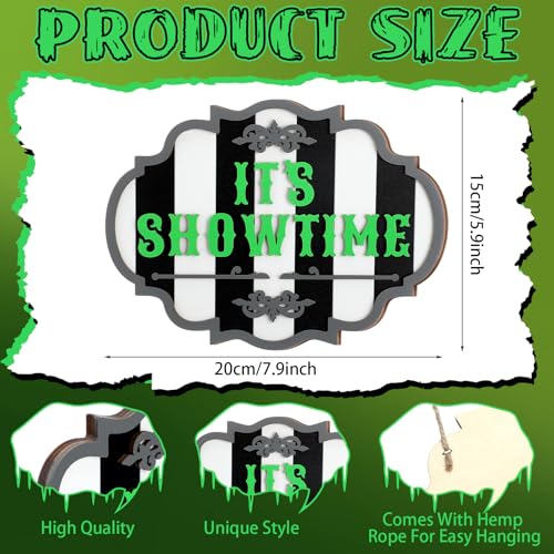It's Showtime Halloween Wooden Door Sign - Movie-Themed Decor