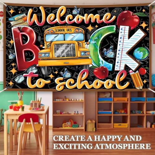 KINGZONE Welcome Back to School Happy Birthday Backdrop - Lel-123 Party Decorations