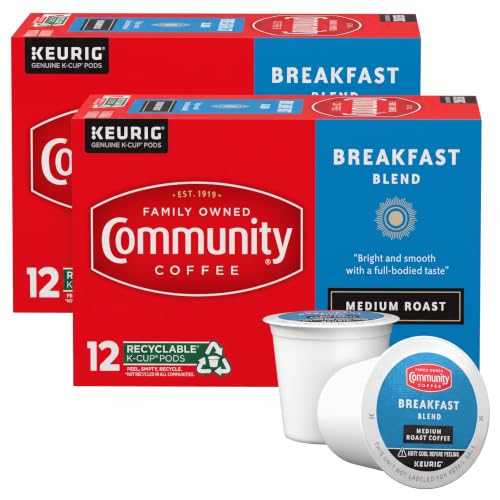 Community Coffee Breakfast Blend K-Cup Pods - Medium Roast, 12-Count Pack of 2